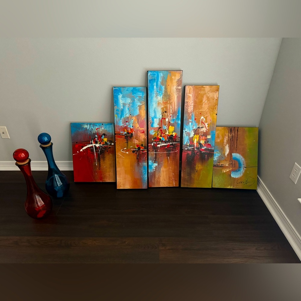Beautiful  5 piece abstract and genie bottle purchased separately